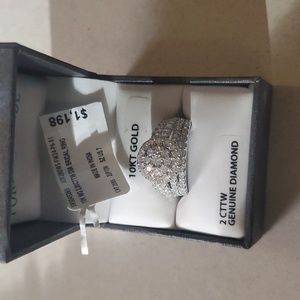 10k white gold  2cttw diamond bridal ring